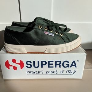 Superga 2750 Green Satin Sneakers, Size EU 38